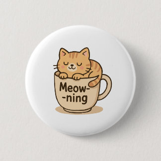 Kawaii Coffee Cat Ronde Button 5,7 Cm