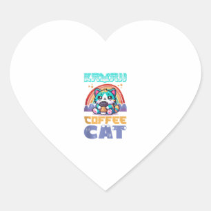 Kawaii Coffee Cat Schattige Anime Stijl Hart Sticker