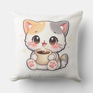 Kawaii Coffee Cat Worpillow – Gezellig Huis Deco Kussen