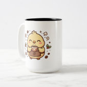Kawaii Coffee Chick Twee-Tonen Mok (Voorkant links)