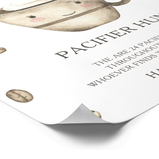 Kawaii Coffee - fopspeen jacht baby shower spel Poster (Hoek)