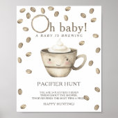 Kawaii Coffee - fopspeen jacht baby shower spel Poster (Voorkant)