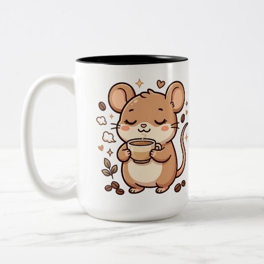 Kawaii Coffee Muis Twee-Tonen Mok (Links)