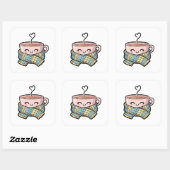 Kawaii Comfort Koffie Vierkante Sticker (Vel)