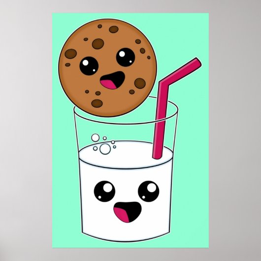 Kawaii Cookie en Milk Poster (Voorkant)