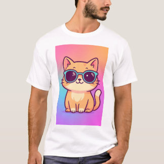 Kawaii Cool Cat zonnebril Mannen T-shirt