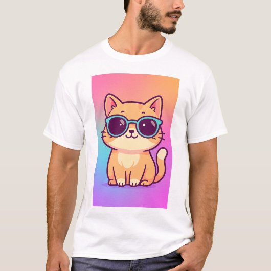 Kawaii Cool Cat zonnebril Mannen T-shirt (Voorkant)