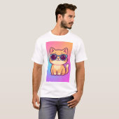 Kawaii Cool Cat zonnebril Mannen T-shirt (Voorkant volledig)