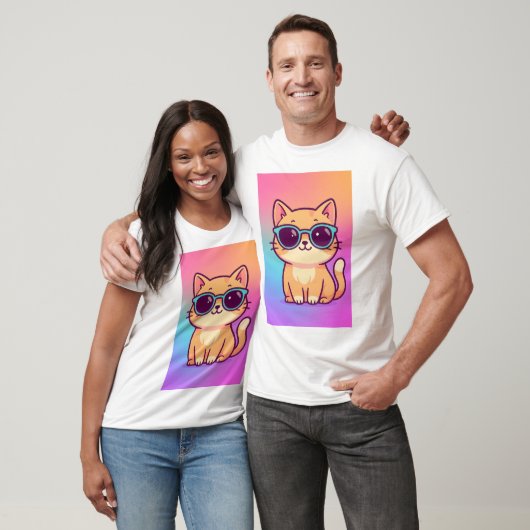 Kawaii Cool Cat zonnebril Mannen T-shirt (Unisex)