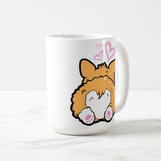 Kawaii Corgi Butt Koffiemok (Voorkant rechts)