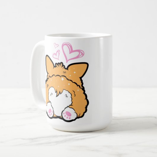 Kawaii Corgi Butt Koffiemok (Voorkant links)