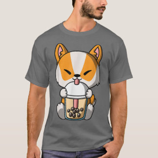 Kawaii Corgi Dog Boba Milk Tea Bubble Tea Anime T-shirt