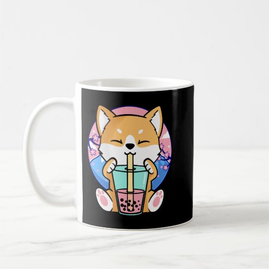 Kawaii Corgi Dog Bubble Tea Boba Anime Neko Japane Koffiemok (Links)