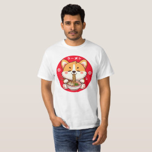 Kawaii Corgi Eating Ramen T-shirt