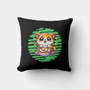 Kawaii Corgi eet kom van Ramen Kussen