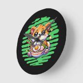Kawaii Corgi eet kom van Ramen Ronde Klok (Hoek)