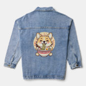 Kawaii Corgi Eten Ramen – Schattigee Anime Hondenv Denim Jacket (Achterkant)