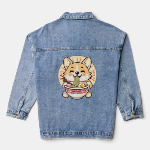 Kawaii Corgi Eten Ramen – Schattigee Anime Hondenv Denim Jacket