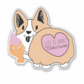 Kawaii Corgi Met Ijs Sticker (Voorkant)