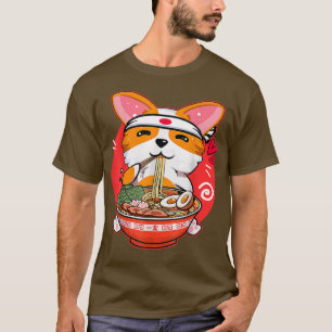 Kawaii Corgi Ramen klaapt Japanse Manga Anime Gift T-shirt
