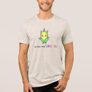Kawaii Corn Unicorn Grappige Groente Woordspeling Tri-Blend Shirt