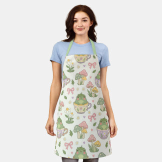 Kawaii Cottagecore Kikkers & Theekopjes Schort