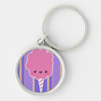Kawaii Cotton-Snoep op Paarse Stripes Sleutelhanger