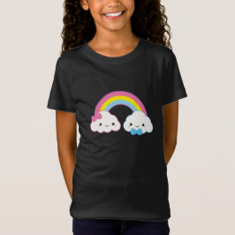 Kawaii Couple Clouds met regenboog T-shirt