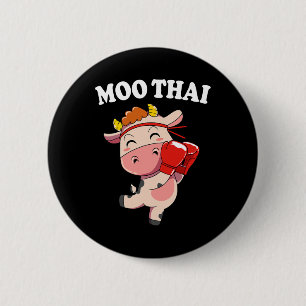 Kawaii Cow Moo Thai Kickboksen Muay Thai  Ronde Button 5,7 Cm