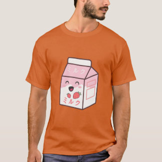 Kawaii Cow Retro Japanese Strawberry Milkshake ret T-shirt