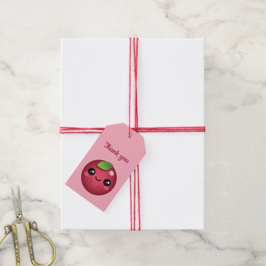 Kawaii Cranberry Cadeaulabel (Met Touw)