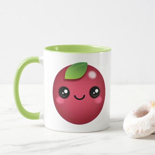 Kawaii Cranberry Two-Tone Coffee Mok (Met donut)