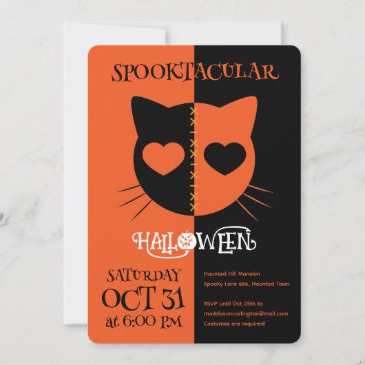 Kawaii Creepy Cute Cat Spooktacular Halloween Kaart (Voorkant)