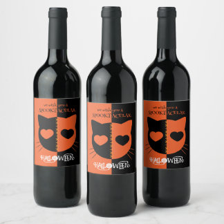 Kawaii Creepy Cute Cat Spooktacular Halloween Wijn Etiket