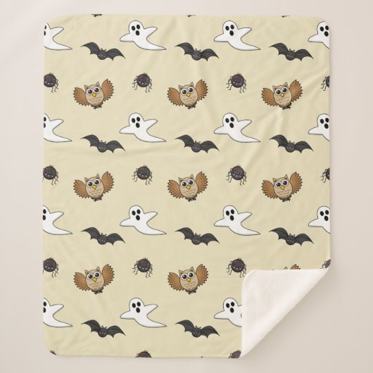 Kawaii Creepy Night Creatset Sherpa Deken (Voorkant)
