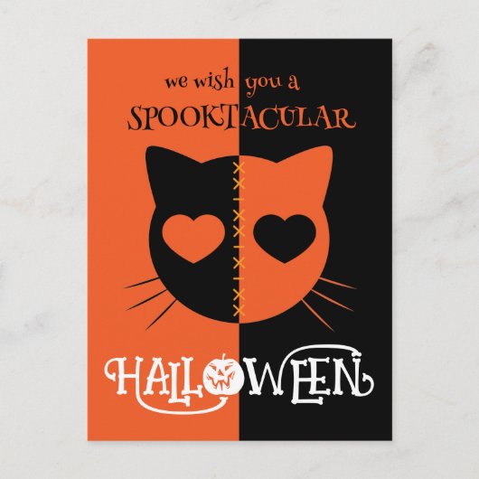 Kawaii Creepy Schattige Cat Spooktacular Halloween Briefkaart (Voorkant)