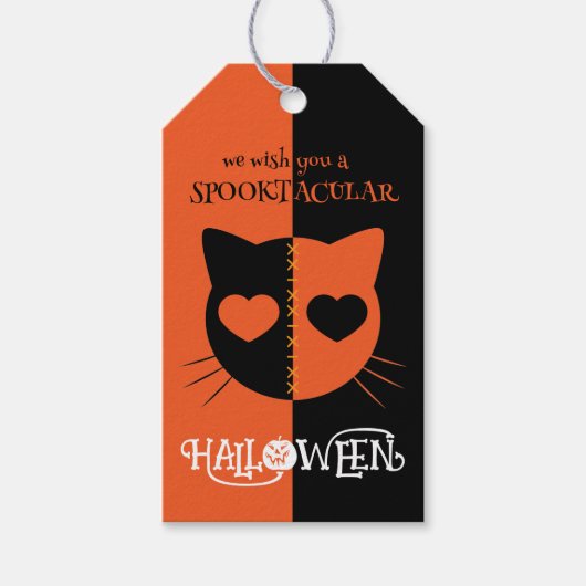 Kawaii Creepy Schattige Cat Spooktacular Halloween Cadeaulabel (Voorkant)
