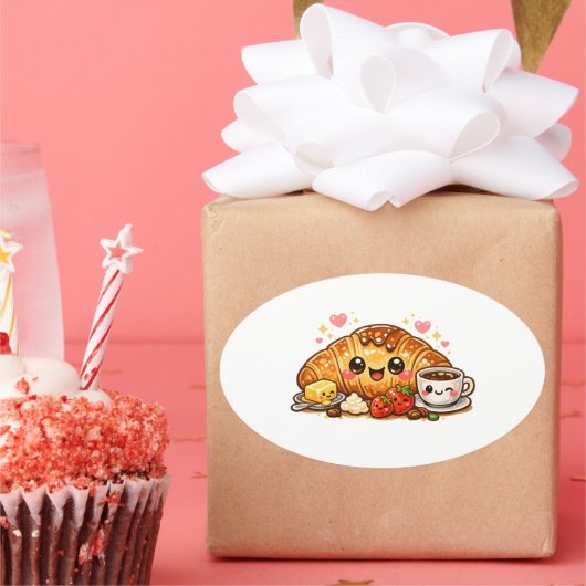 Kawaii Croissant Sticker (Feest)