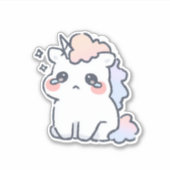 Kawaii Crying Unicorn Sticker Cute Pastel Magical (Voorkant)