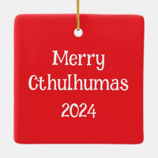 Kawaii Cthulhu Kerstmis - Merry Cthulhumas Keramisch Ornament (Achterkant)