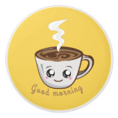 Kawaii Cup koffie, thee | Goedemorgen Keramische Knop (Voorkant)