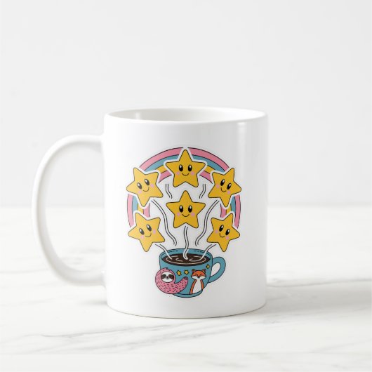 Kawaii Cup - Schattigee regenboogbeker met sterren Koffiemok (Links)