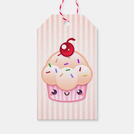 Kawaii Cupcake (aangepaste tekst) Cadeaulabel (Achterkant)