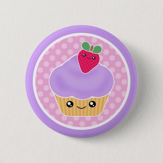 Kawaii Cupcake Aardbei Ronde Button 5,7 Cm (Voorkant)
