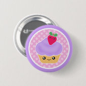 Kawaii Cupcake Aardbei Ronde Button 5,7 Cm (Voorkant /achterkant)