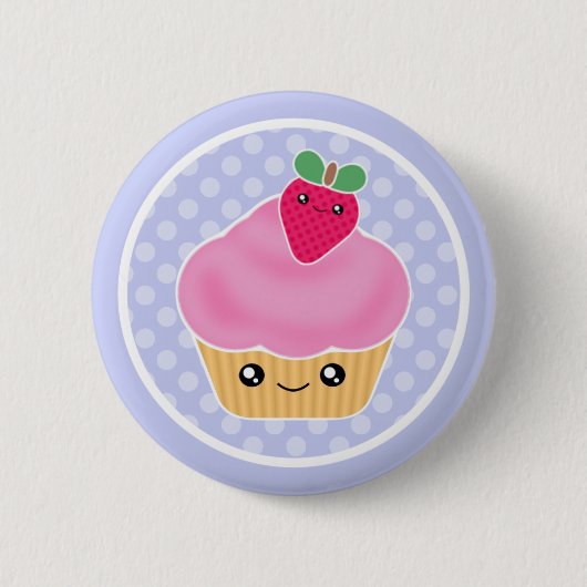 Kawaii Cupcake Aardbei Ronde Button 5,7 Cm (Voorkant)