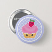 Kawaii Cupcake Aardbei Ronde Button 5,7 Cm (Voorkant /achterkant)