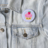 Kawaii Cupcake Aardbei Ronde Button 5,7 Cm (In situ)
