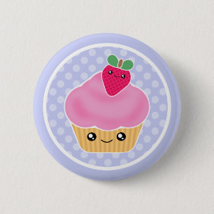 Kawaii Cupcake Aardbei Ronde Button 5,7 Cm