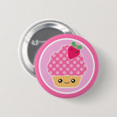 Kawaii Cupcake Aardbei Ronde Button 5,7 Cm (Voorkant /achterkant)